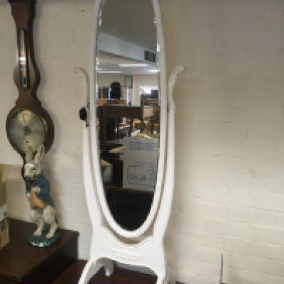 A white painted dressing mirror with a bevel edge mirror. Hight 150cm