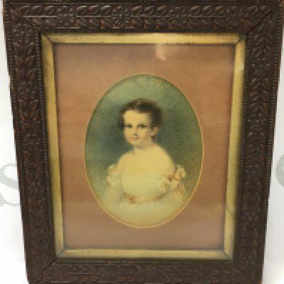 A framed miniature watercolour, dimensions approximately 21x24cm. This lot cannot be posted