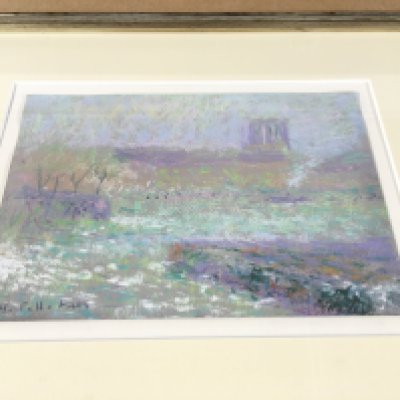 Two pastel pictures of Venice and Paris by Charles Pelletier. Both framed and in good condition.