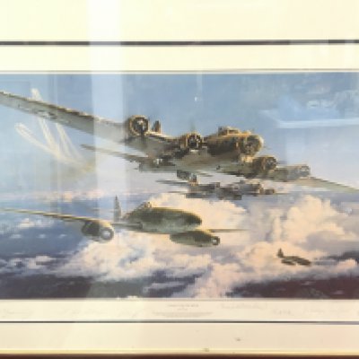 3 Framed WW2 Aircraft Prints signed By Crew. Approximate Size On Largest 77Cm x 100Cm. No Reserve. (3).