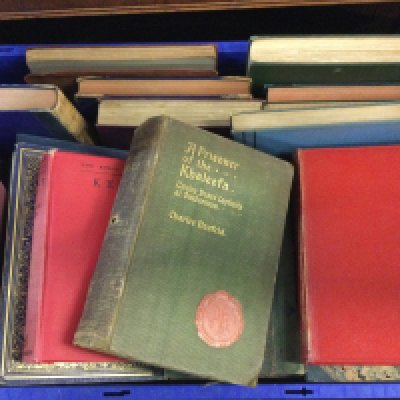 A large collection of vintage books including A Prisoner of the Kitaleefa by Charles Neufeld, In Scotland Again by H.V Morton, Mr Sponges Sporting Tour, Birds of Europe etc. postage category Cx2