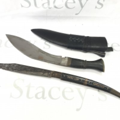 A Kurki knife (38cm long) and a Navaja, (blade approx 24.5cm long, total length 51cm).