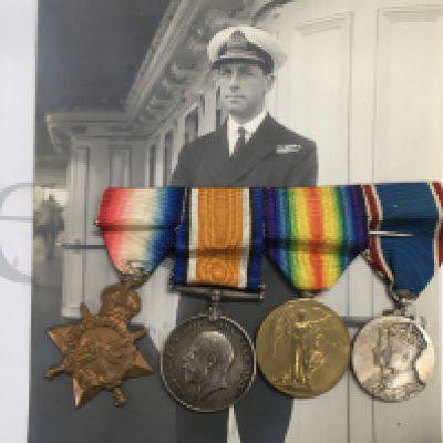 Auction 16th of April - The personal and comprehensive collection of Captain Rory Chambers O' Conor , including his father's K.B.E , O.B.E . R.N 1898 - 1941 . A unique collation of Royal Navy History including medals Navel corespondents telegrams Photographs and Private letters together with a Bicorn hat and Epaulettes in original box , collated between 1911 and 1941 . To include his cased K.B.E , O.B. E and WW1 group - ephemera - H.M.S Hood notes Letters from H.M.S Neptune 1940-1941, notes of praise for his book Ten Commandments, Confidential report annual bombardment report and Admiralty charts . Rory was Born 23 September 1898 he joined the Navy in August 1914 he was trained as a gunnery Officer and served aboard H.M.S Resolution H.M.S Emerald and H.M.S Royal Sovereign He was also assigned to the gunnery school at H.M.S Portsmouth. He served as the Executive officer of H.M.S Hood from 1933 to 1936 . During his tenure Hood was known as a renowned sporting ship , his attention to each crewmen made O'Connor a highly Respected and beloved officer it was during this timeframe that he created his famous Ten Commandments for running a big ship . After leaving H.M.S . Hood , O'Conor attended the imperial Defence course . He was then assigned to the plans division of the Admiralty at H.M.S President he held this position until May 1940 when He took command of the cruiser H.M.S Neptune . Neptune sank after being damaged by mines off Libya in December 1941 O'Conor survived the sinking but died before he could be rescued the date is believed to have been 23rd December 1941 .