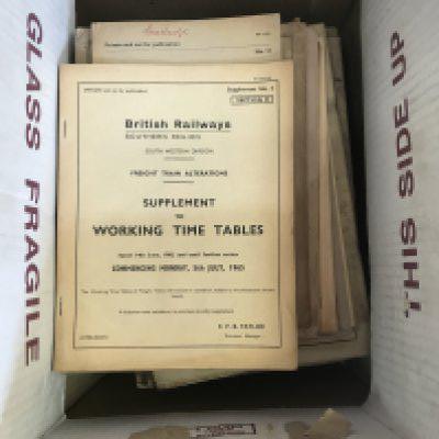 A box of British Railway working time tables