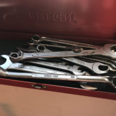 A Collection of tools Various including socket sets chisels large spanner's .