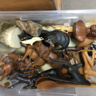 A Collection of carved hardwood carvings .