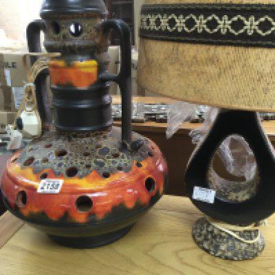 Two 1970s pottery lamps