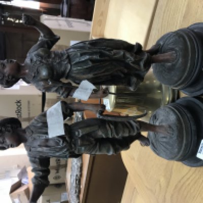A pair of Spelter figures .