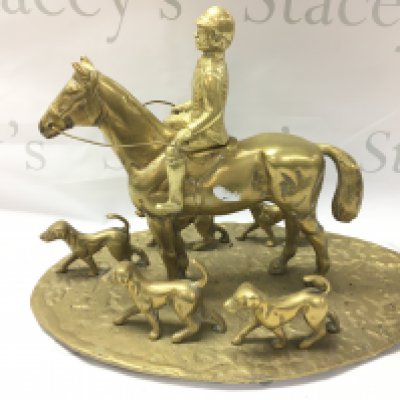 A Brass Figurine Depicting A Hunting Scene. Approximate Height 30CM. Length 45CM.