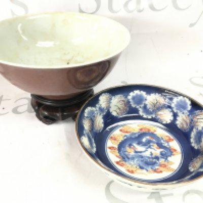 Chinese bowls including a Dragon dish. No obvious damage or restoration