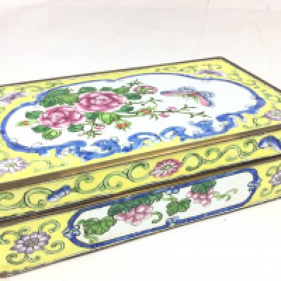 A Chinese Canton enamel box. Dimensions 10x16x4.5cm Postage category B