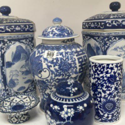 A collection of 20th century made in China marked blue and white export porcelain.