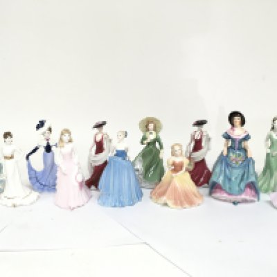 A Collection of small Coalport porcelain lady figures including Lisa, Tiffany, Nina, Debutantes Beth. This lot cannot be posted