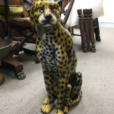 A mid 20th century ceramic Leopard. 60cm tall. This lot cannot be posted