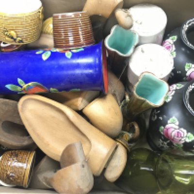 A collection of assorted ceramics and glass ware. Postage D