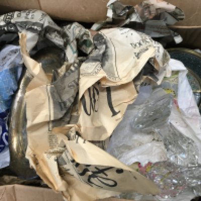 A box of mixed odds including ceramics, cut glass and silver plated ware