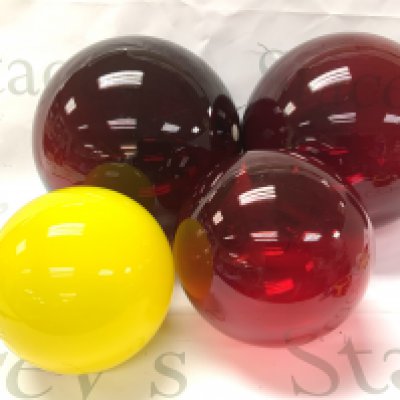 4 1970s hand blown glass balls 20cm/14cm/12cm diameter (possibly Holmguard bottle stoppers for Otto Brauer).