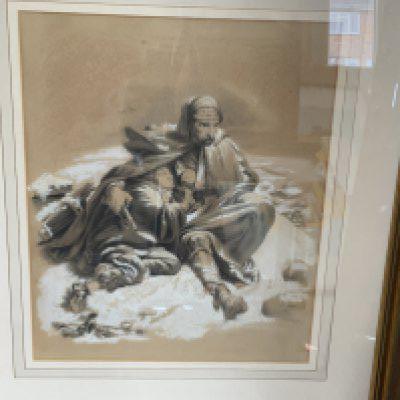 A watercolour painting of a Russian Solider, dated 1812. 67cm x 57cm (D) NO RESERVE