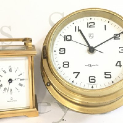 A Mappin and Webb bracket clock and a Hf quartz wall clock