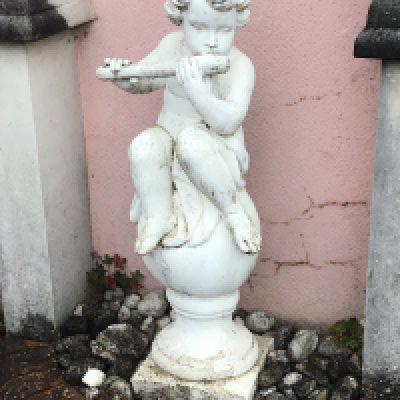a set of four composition, concrete, neoclassical style garden ornaments in the form of putty, play musical instruments. Good condition sold in situ buyer to collect Height 94cm