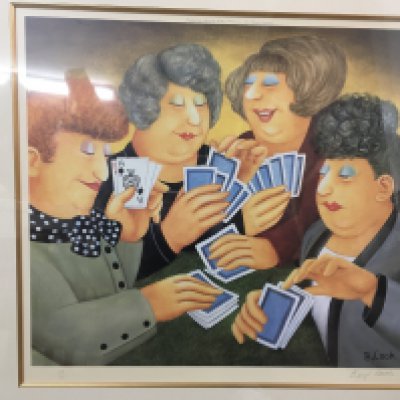 A signed Limited Edition Beryl Cook print 279/650 " A Full House " with certificate of authenticity