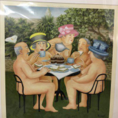 A signed Limited Edition Beryl Cook print 139/650 " Tea in the Garden"