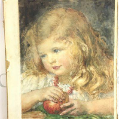 HENRY JOHN STOCK, (BRITISH, 1853-1930) 'Simplicity' watercolour on paper, unframed. Dated 1917. Dimensions 28x35cm