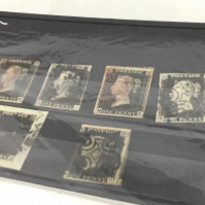 Six penny blacks , 3/4 margins. Postage category A