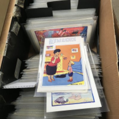 A box containing vintage commercial postcards Kardorama Ltd HB Limited and many others and one other box of early 20th century postcards (2)