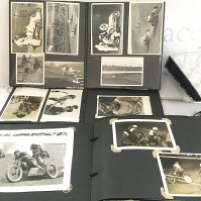 A Collection of vintage motorsport photographs, autographs of musicians and actors from the first half of the 20th century including Harry Roy, The Western Bros, Eve Becke, Evelyn Dall etc