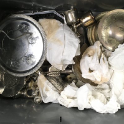 A Collection of silver plate including trays, goblets, shakers and some silver hallmarked spoons. This lot cannot be posted