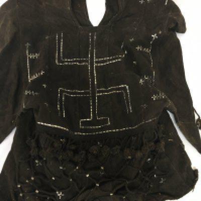 A Vintage West African Dogon shawl with applied metal geometric pattern. NO RESERVE