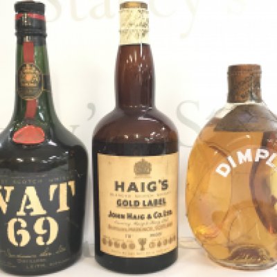 Whiskeys including Vat 69, Haigs blended scotch whiskey, Dimple. Variating levels. This lost cannot be posted