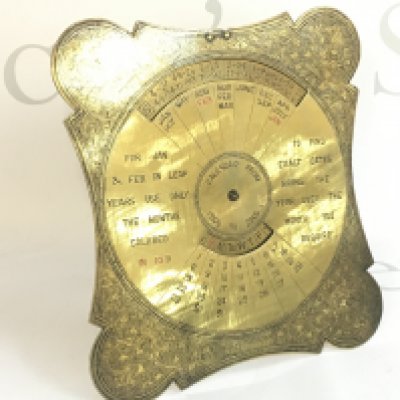 A Vintage Brass Indian Perpetual Calendar, dimensions 18x18cm. Postage category B