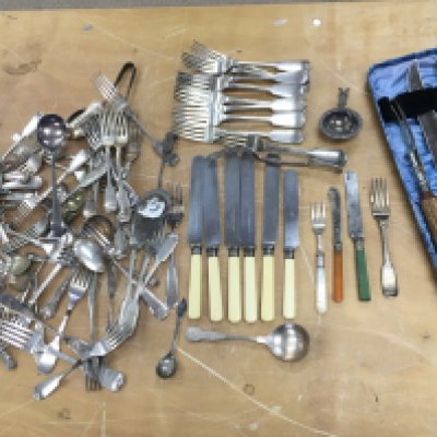 A collection of assorted silver plated cutlery. Postage C