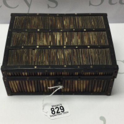 An antique Anglo Indian porcupine quill trinket box, 20cm x 15cm x 8.5cm NO RESERVE