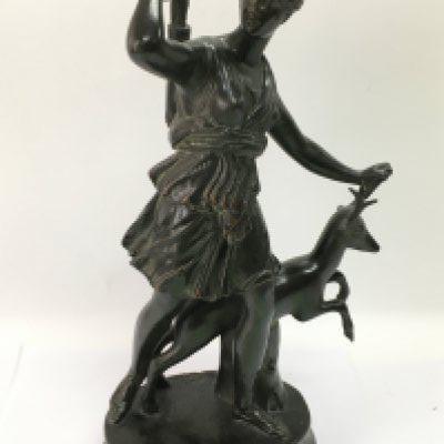 A re cast bronze figure of Diana the huntress, approx height 34.5cm. Shipping category D. NO RESERVE