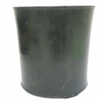 A late 18th/ early 19th Chinese Zitan wood brush pot with cork, 15cm tall. Postage category C