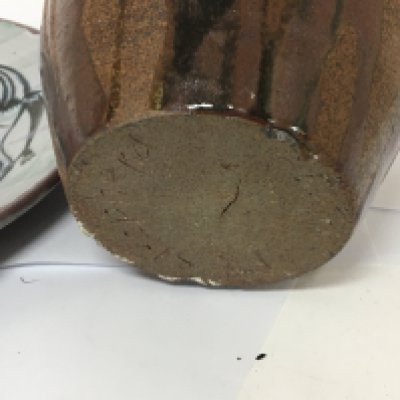 A Contemporary ceramic art vase signed to the base Shepherd and a modern Contemporary ceramic dish no obvious damage. (Hight 16cm 2) NO RESERVE