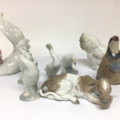 WITHDRAWN - A collection of Lladro animals and birds chickens a calf a Partridge and geese no obvious damage. NO RESERVE