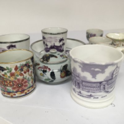 A Victorian mug transfer decorated with a view of the 1862 international Exhibition. Other examples of quality 19th century ceramics. NO RESERVE
