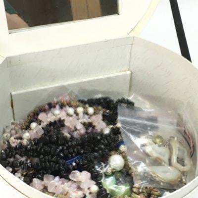 A collection of agate necklaces. Postage category B