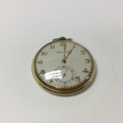 A gents gold plated Bulova pocket watch ,seen working.