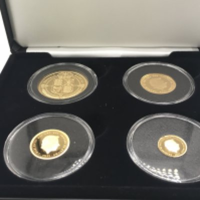 The King Charles III gold proof laurel 4 coin collection. All 22ct.