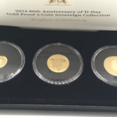 2024 80th anniversary D Day gold proof 3 coin sovereign set.