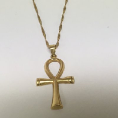 An Egyptian gold cross with attached gold chain weight 4g