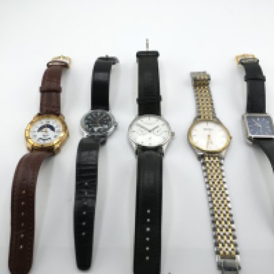 A collection of assorted dress watches including a military style timex and a modern style simon carter. Postage B