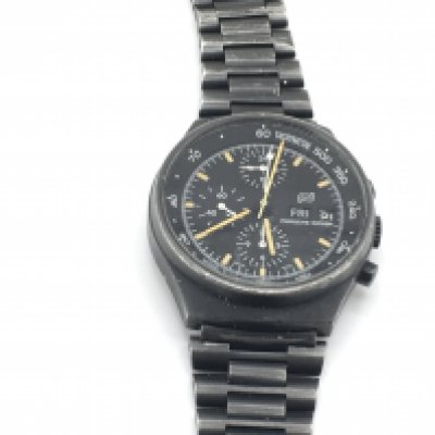 A vintage Orfina Porsche design chronograph watch. Seen running. Areas of wear and strap requires repair. Postage B