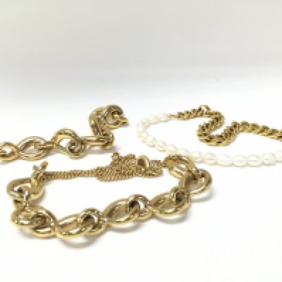 A ted baker necklace, ted baker bracelet and an unmarked pearl necklace. Postage category a