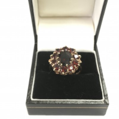 A 9ct gold and garnet cluster ring, approx 3.98g and approx size N. Shipping category A.